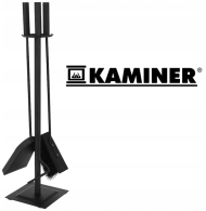 Stand cu ustensile de șemineu din oțel inoxidabil negru Kaminer 4in1