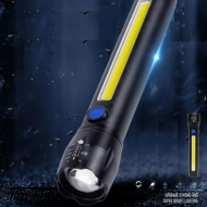 Lanternă de mână din metal LED COB ZOOM T6 USB LIGHT ZOOM