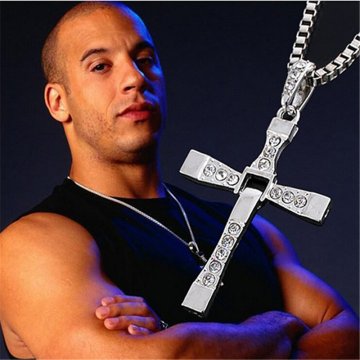 Lanț de gât argintiu cu cruce - Dominic Toretto - The Fast and the Furious