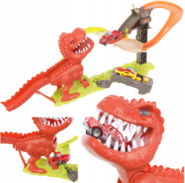 Lansator de dinozauri cu tobogan + 2 mașini…