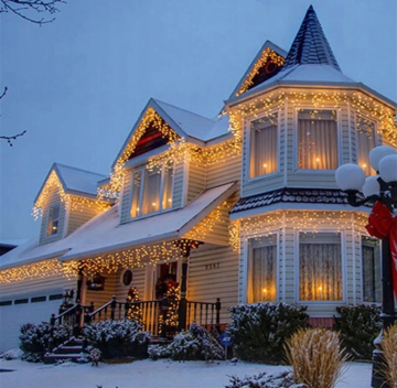 Luminițe de Crăciun pentru exterior/în interior, 60 de icicles, 300 de LED-uri - 15m - alb cald